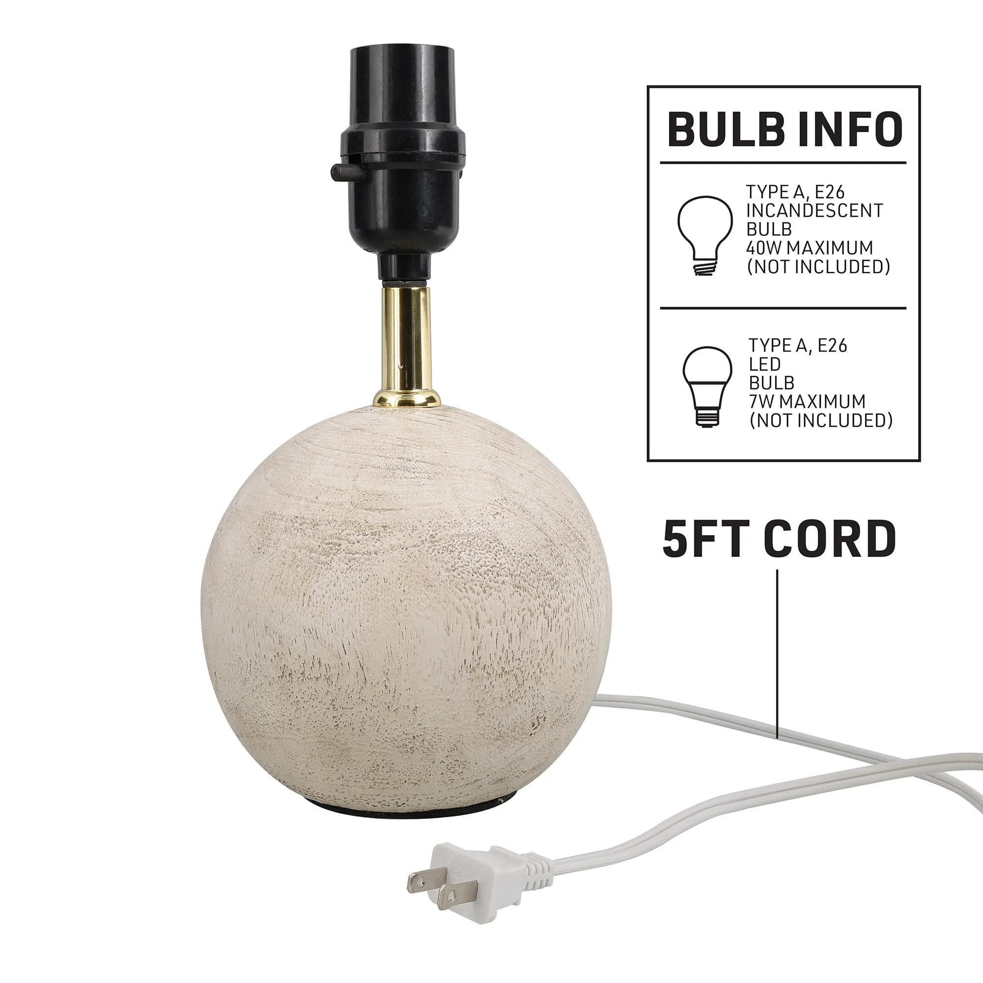 Mainstays Mini Ball Base Table Lamp, 12.75" H